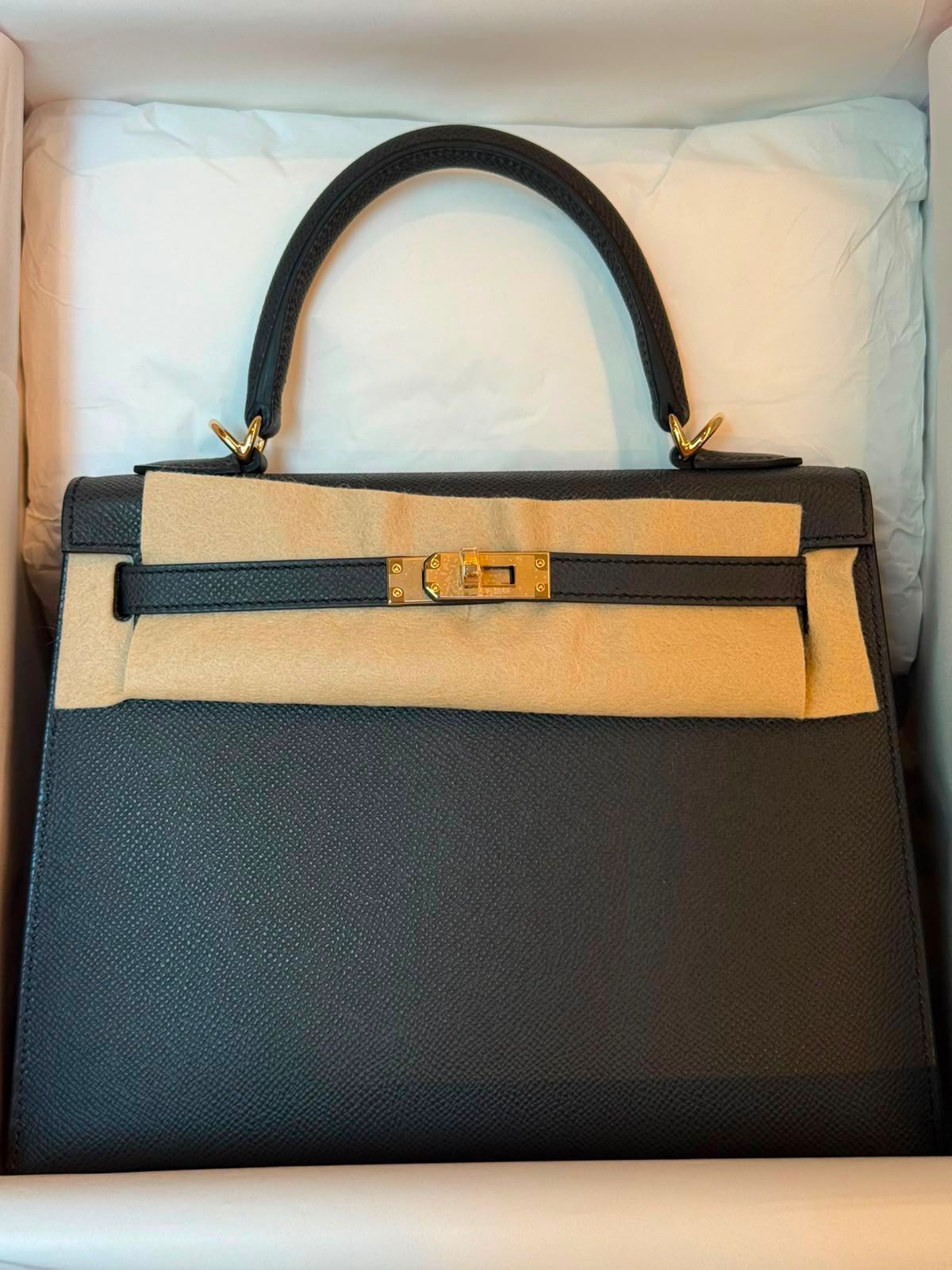 Hermes Kelly 25 Plomb Epsom Permabrass hardware