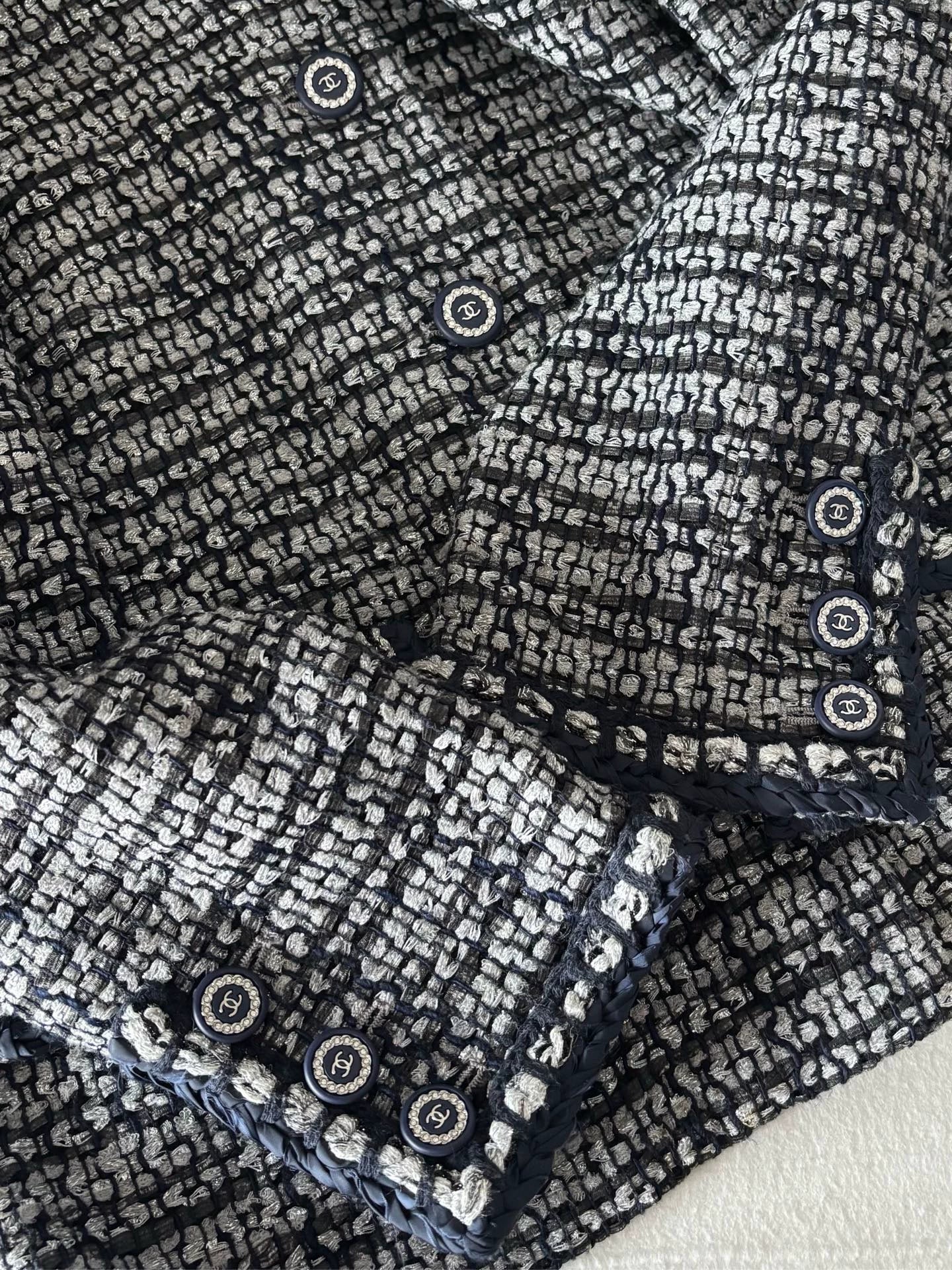 Chanel Blue-Grey-Silver Yarn Woven Jacket