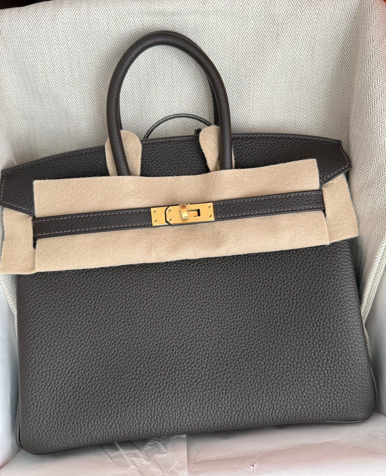 Hermes Birkin 25 Bai Brun gold hardware