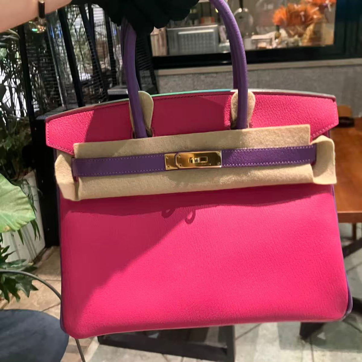 Hermes birkin 30 Rose / Parme Chèvre Gold hardware