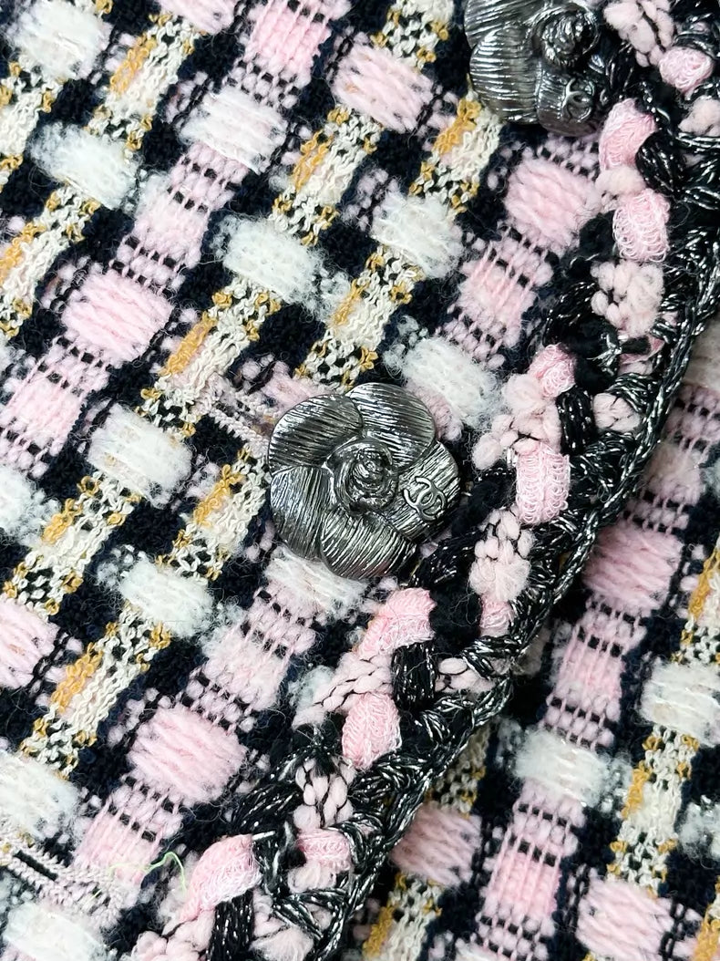Chanel 23K grey and pink tweed jacket