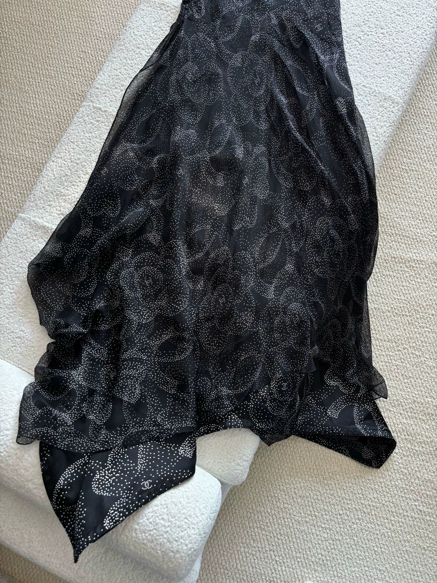 Chanel 23K Black Polka Dot Camellia Print Dress