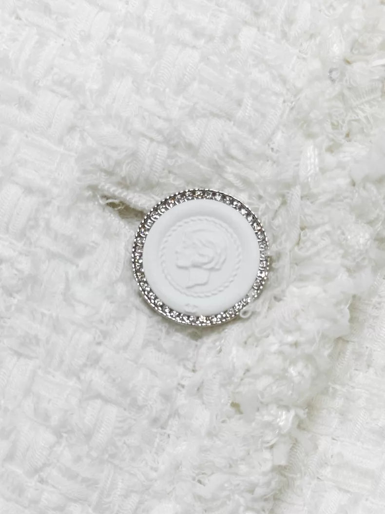 Chanel 25S white tweed coat