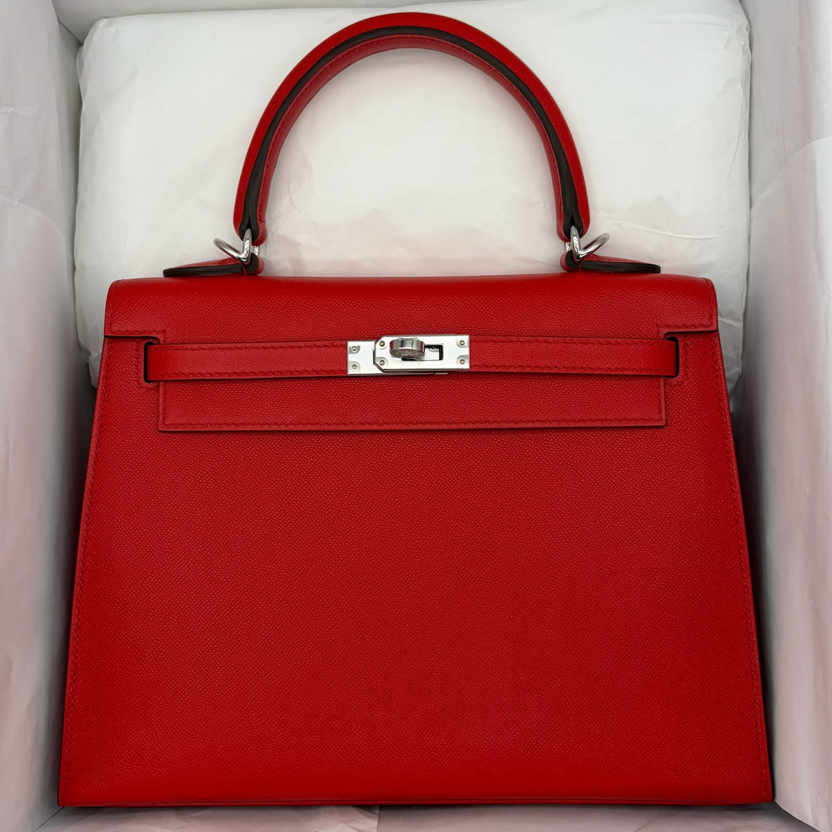 Hermes Kelly 25 Rouge de Coeur Madame Palladium hardware