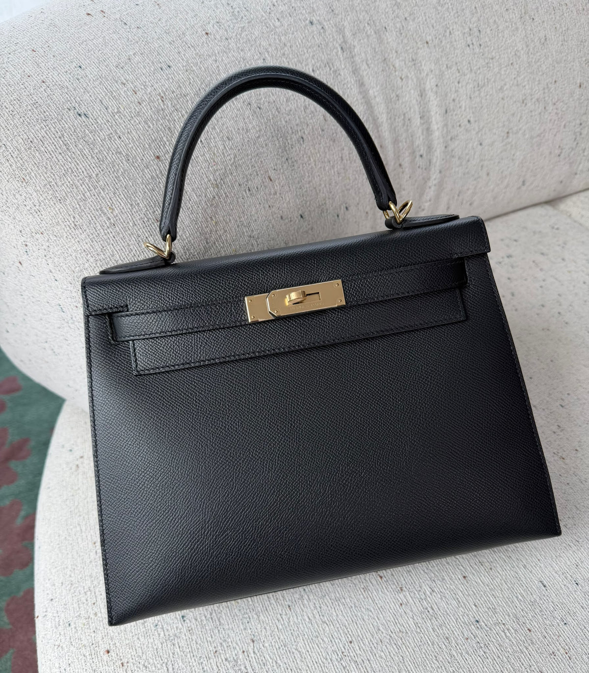 Hermes Kelly 28 black Epsom Permabrass hardware