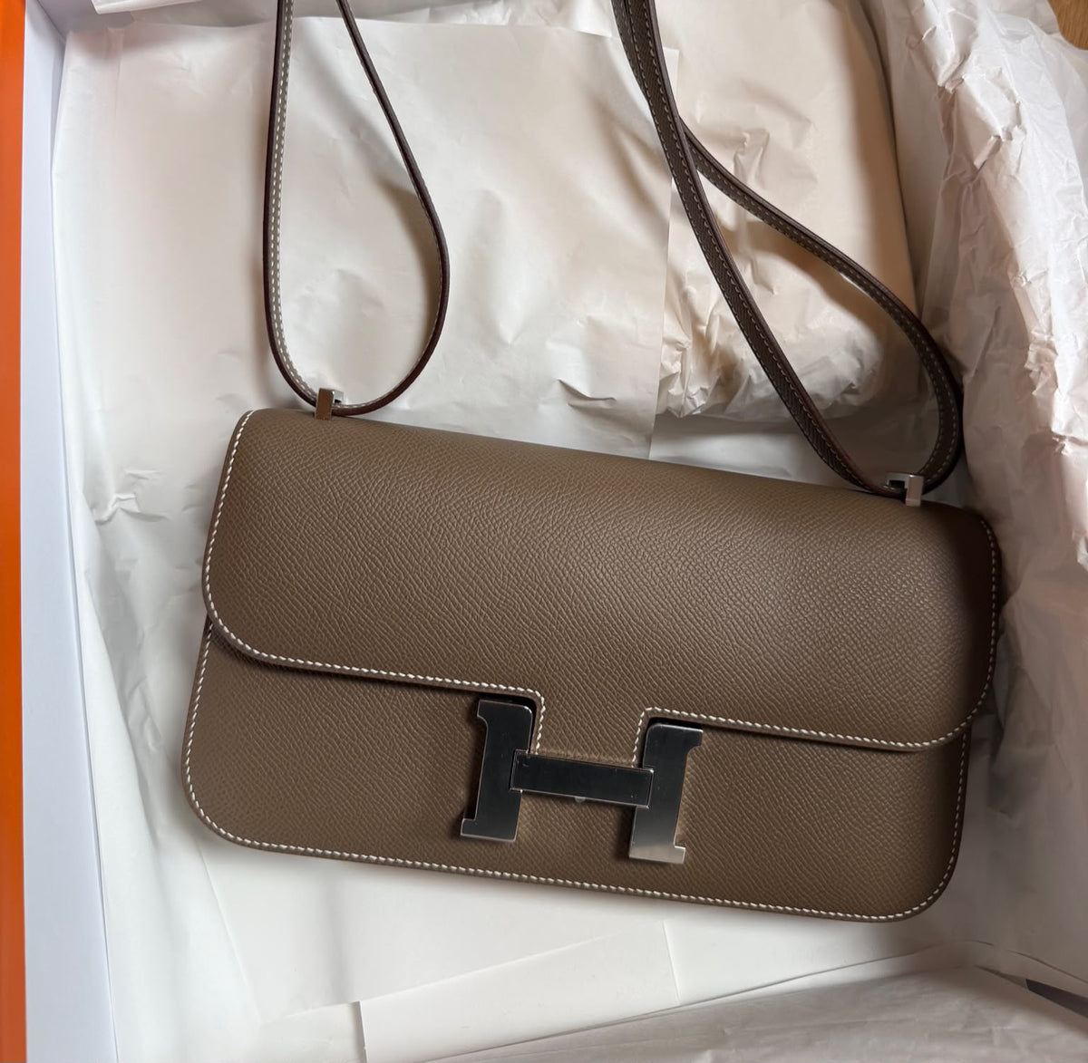 Constance Elan Etoupe Epsom Palladium hardware
