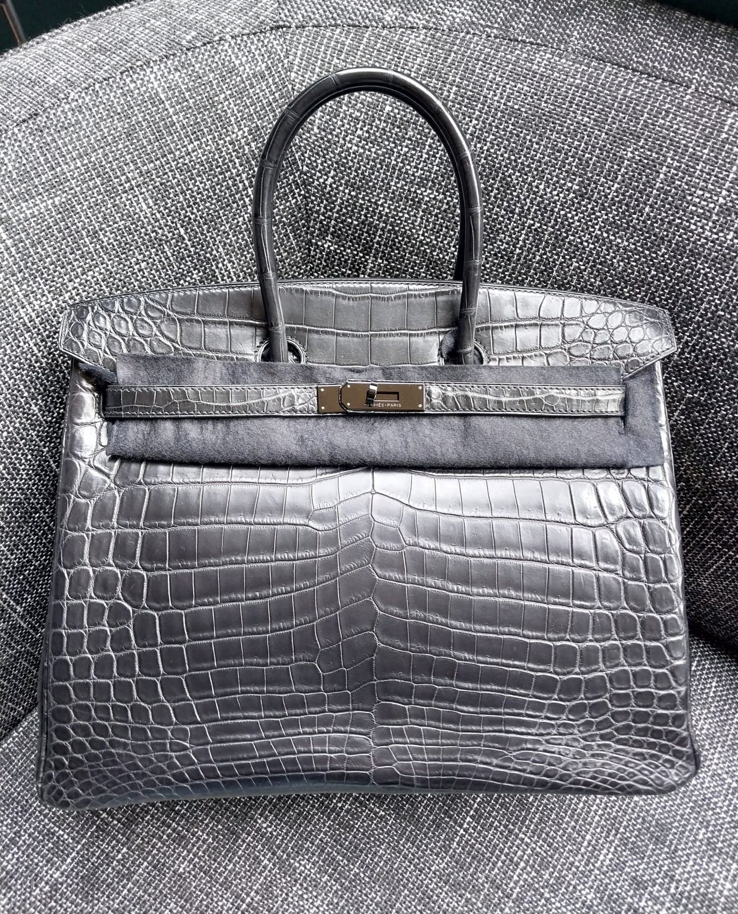 Hermes Birkin 35 so black matte croc ultra rare