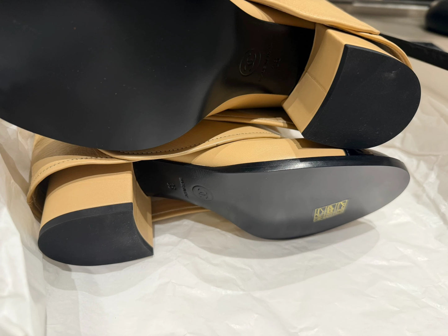 Chanel 24k beige and black shoes