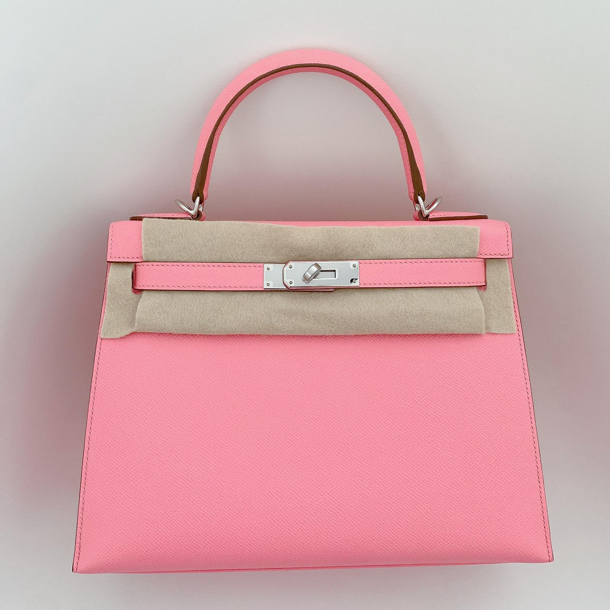 Hermes Kelly 28 Rose Confetti Epsom Palladium hardware