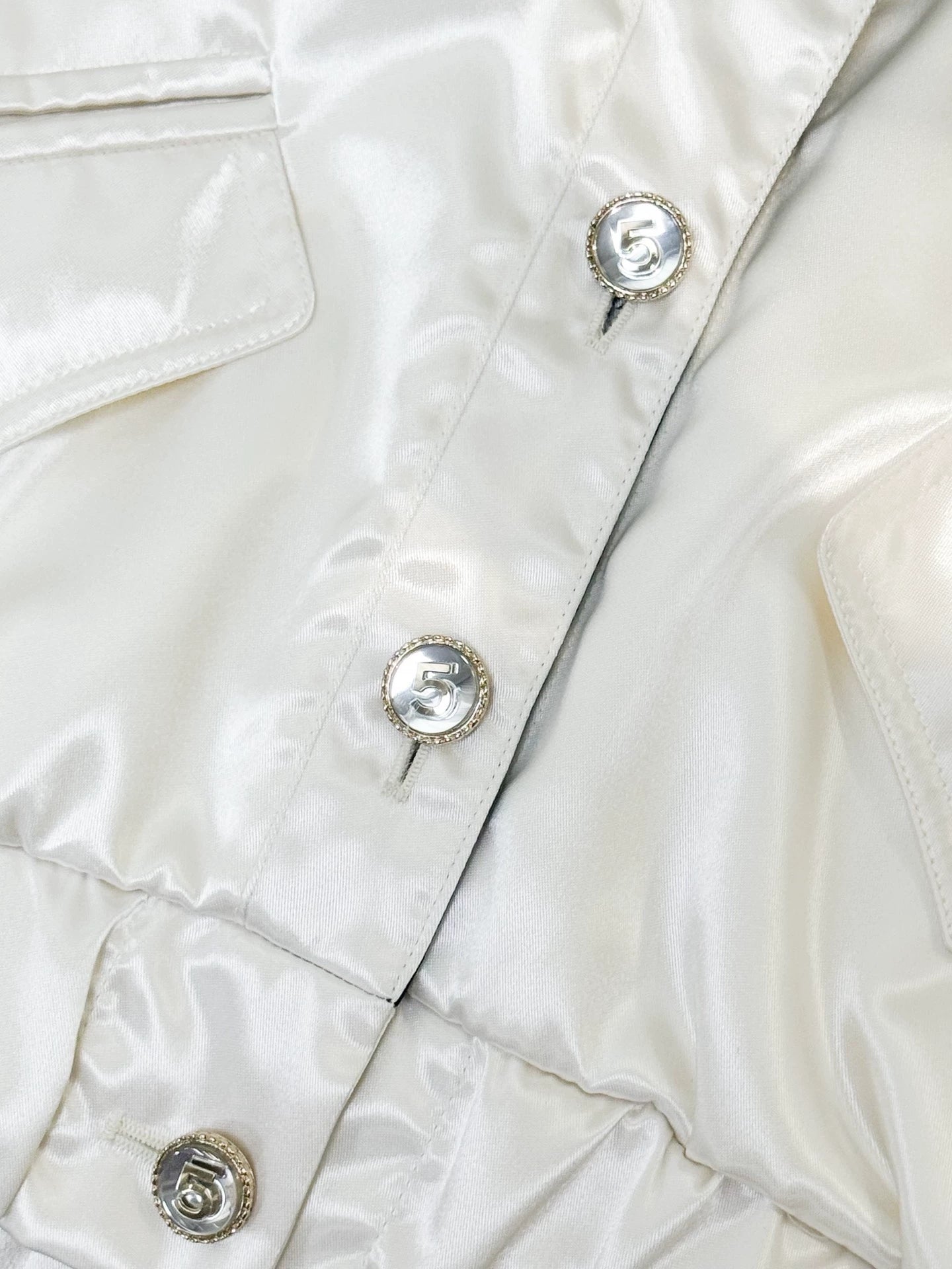 Chanel 21S white satin jacket