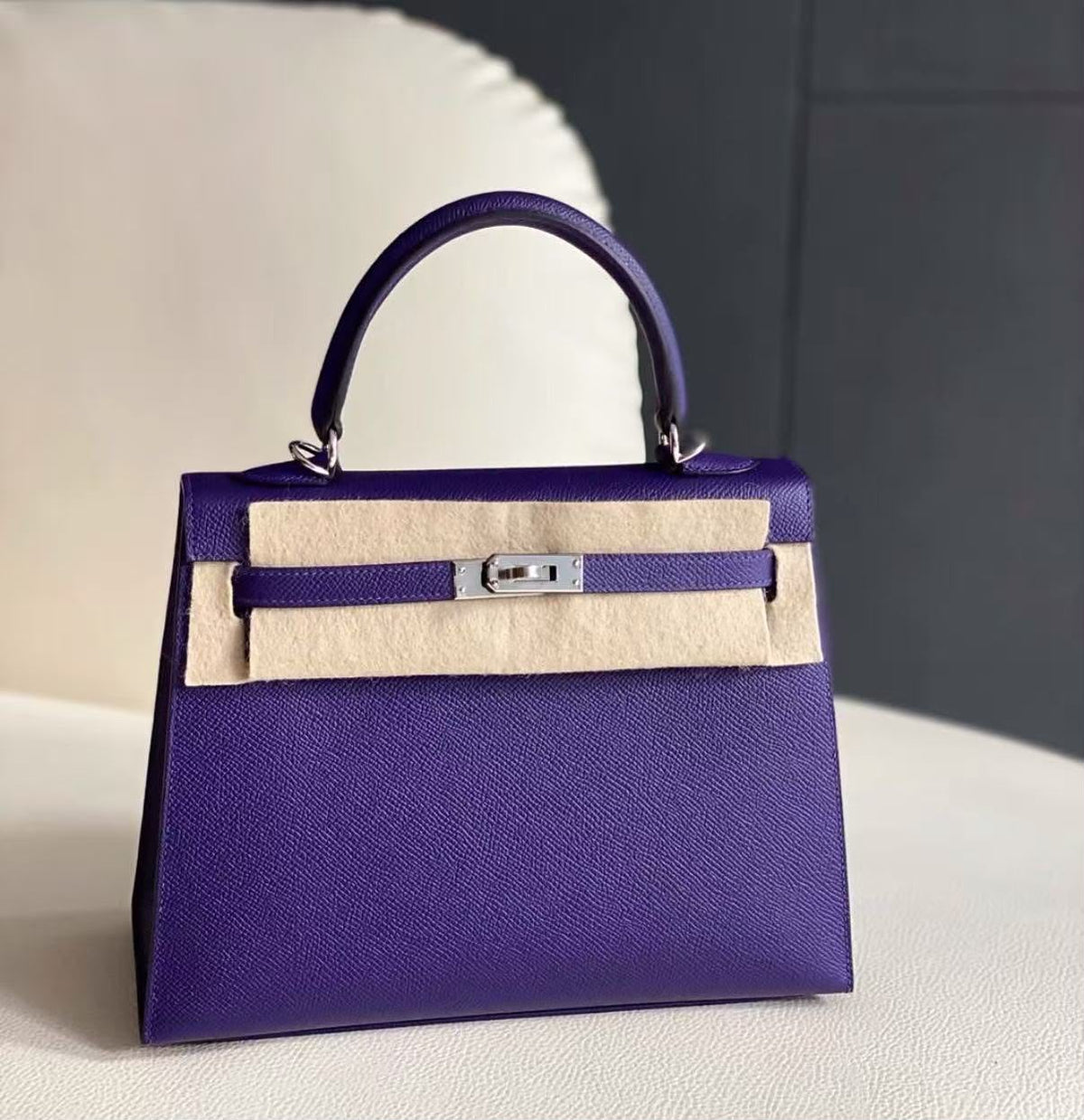 Hermes Kelly 25 Purple Epsom Palladium hardware