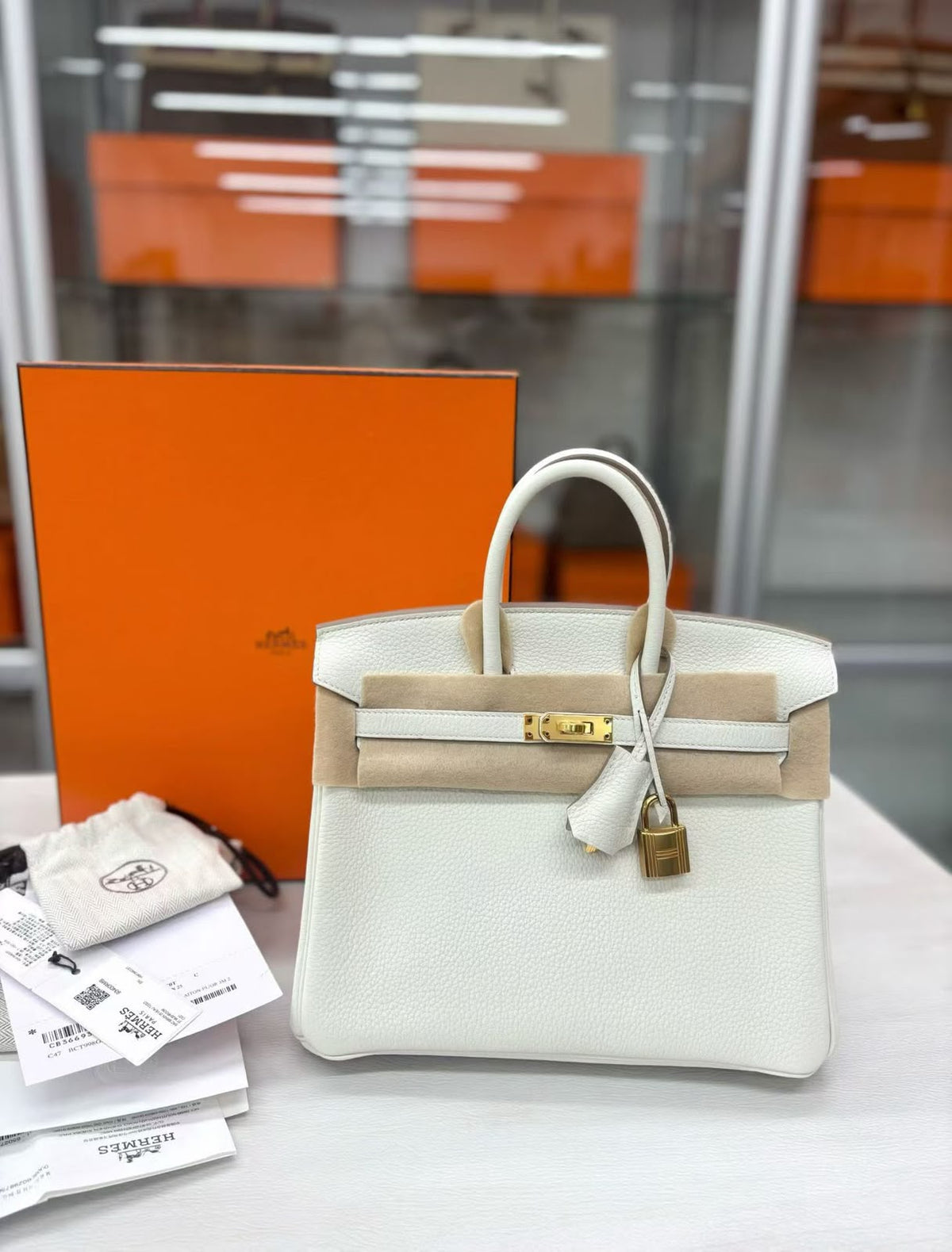 Hermes Birkin 25 Mushroom Togo Gold hardware