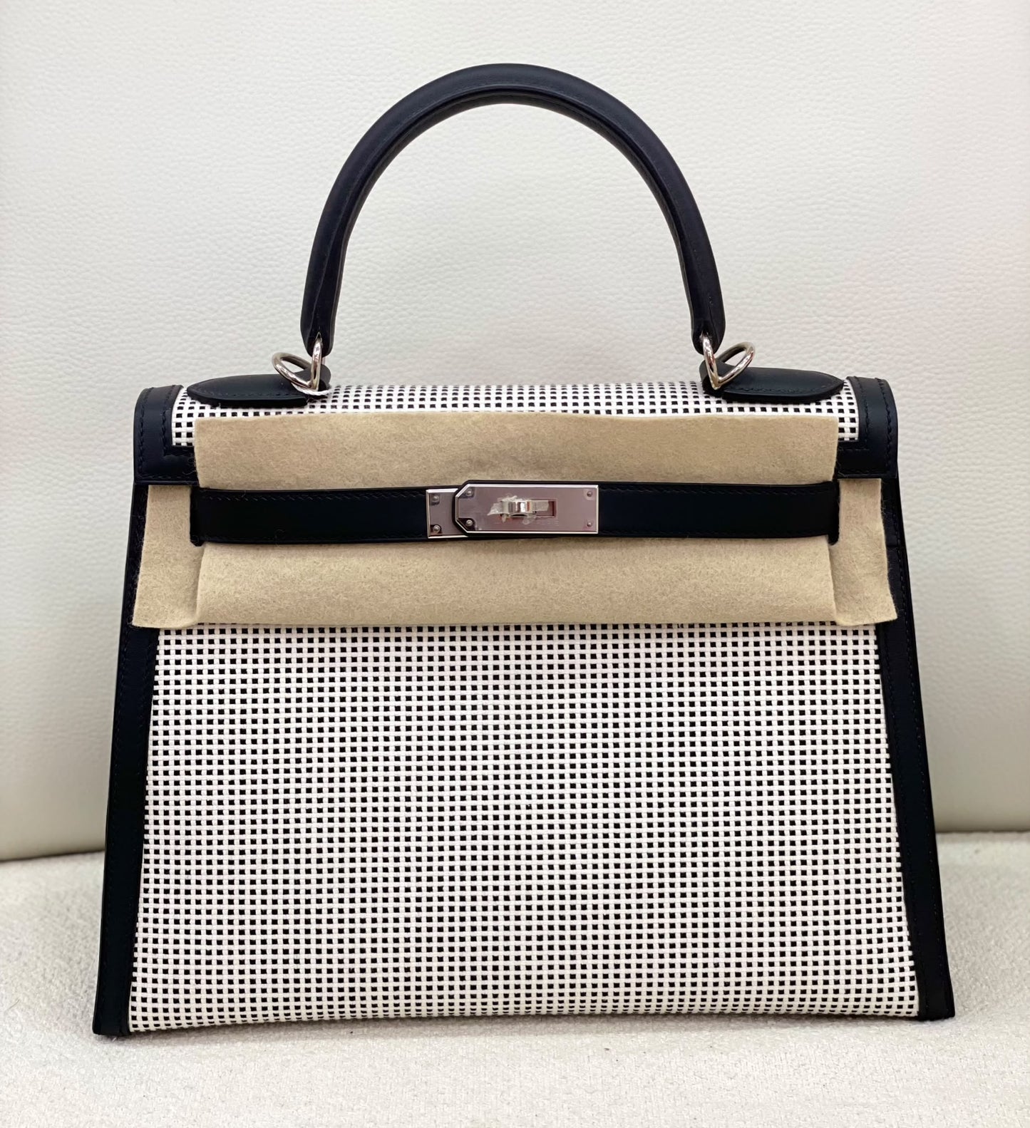 Hermes Kelly 28 quadrille black palladium hardware