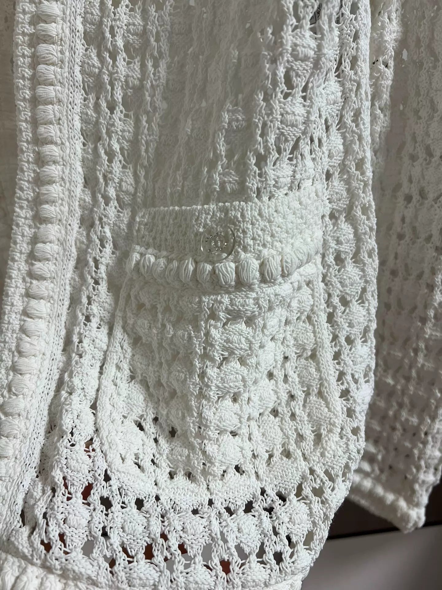 Chanel 26C white knit cardigan