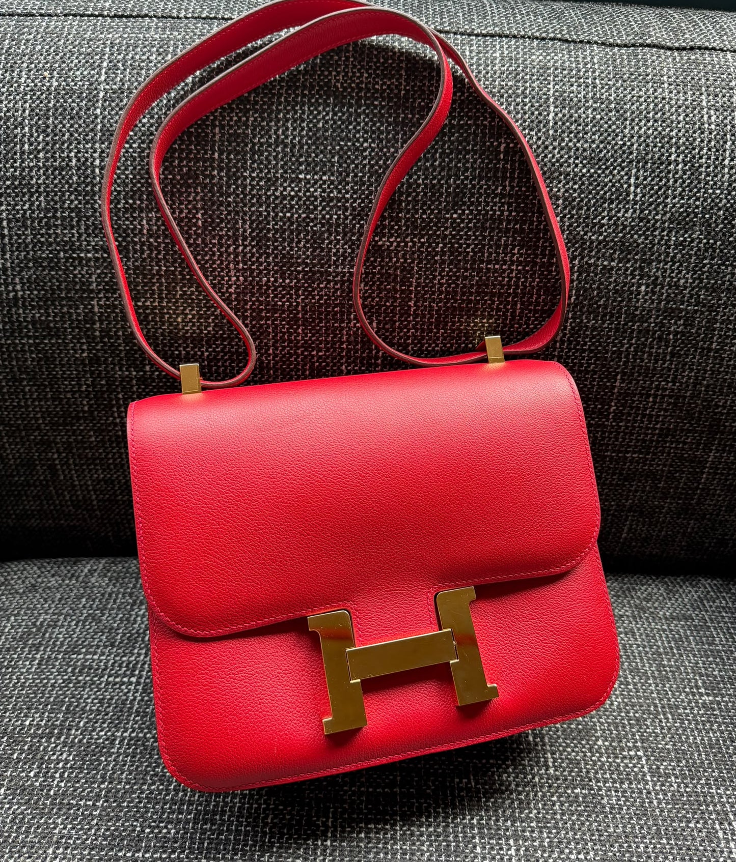 Hermes Constance 24 rouge Piment evercolor Gold hardware