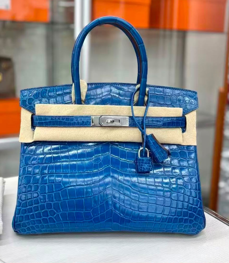 Hermes Birkin 30 Mykonos Shiny Niloticus Palladium hardware