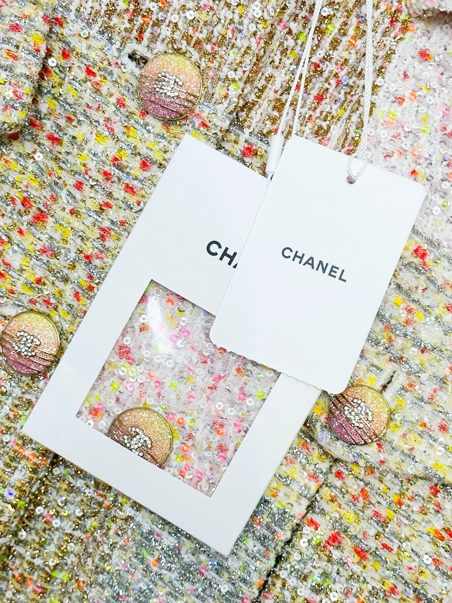 Chanel 24C gold multicolore tweed jacket