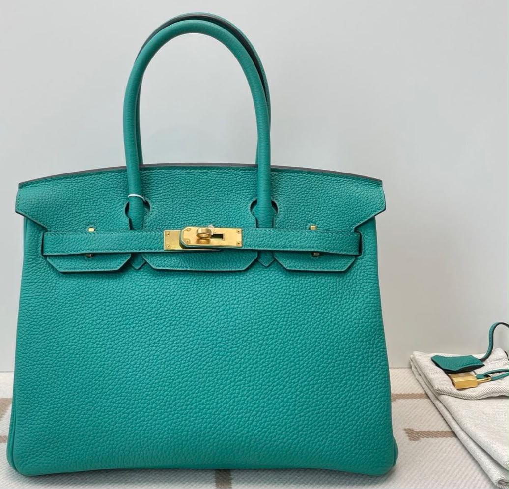Hermes bikini 30 Vert Verone Epsom Gold hardware