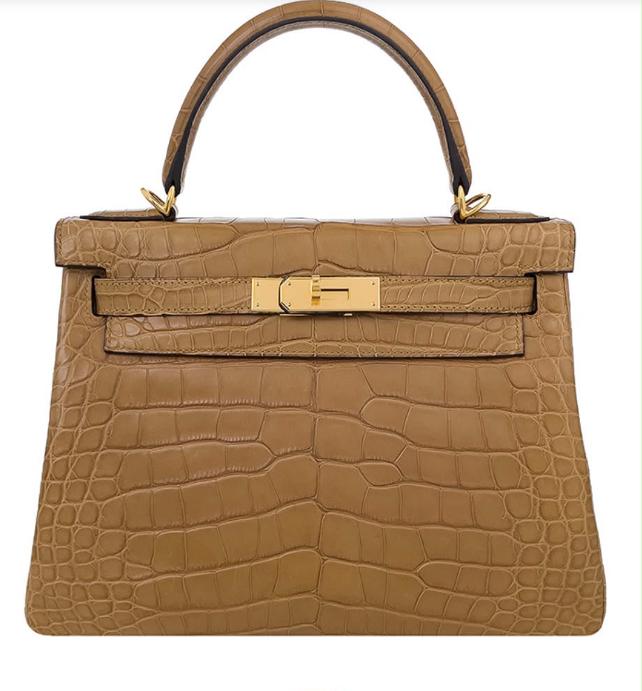 Hermes Kelly 28 Kraft Matte Alligator Gold hardware