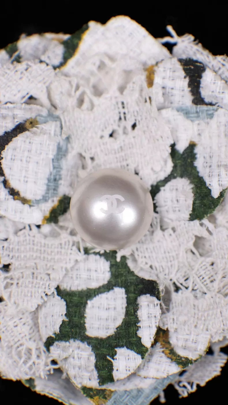 Chanel lace pearl camellia brooch