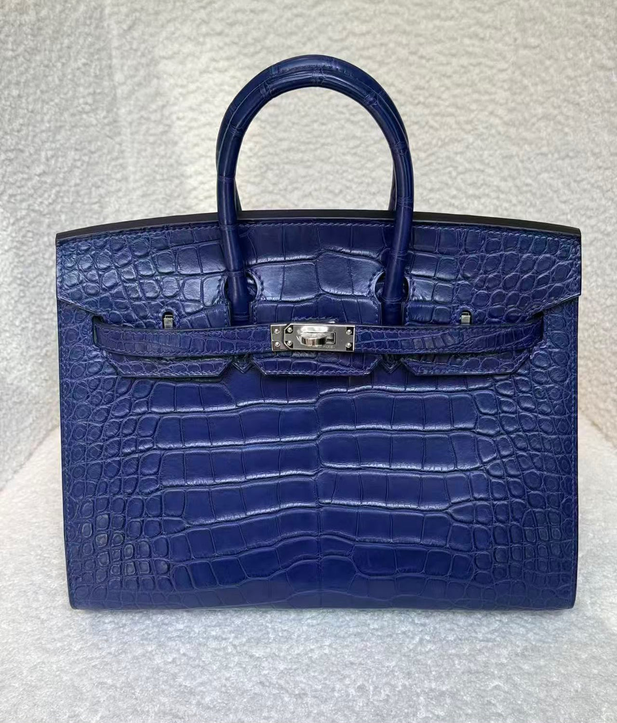 Hermes Birkin 25 sellier blue sapphire matte alligator palladium hardware