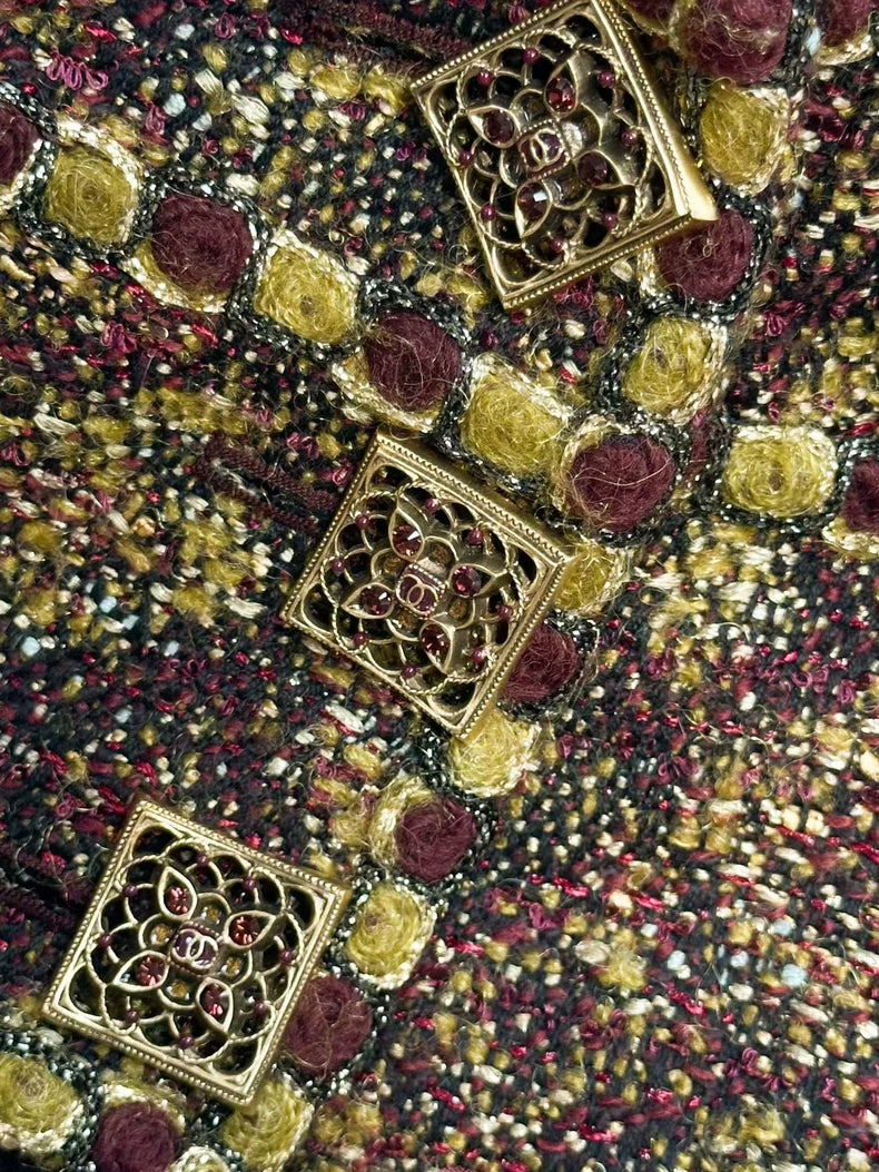 Chanel11 red and gold midi skirt