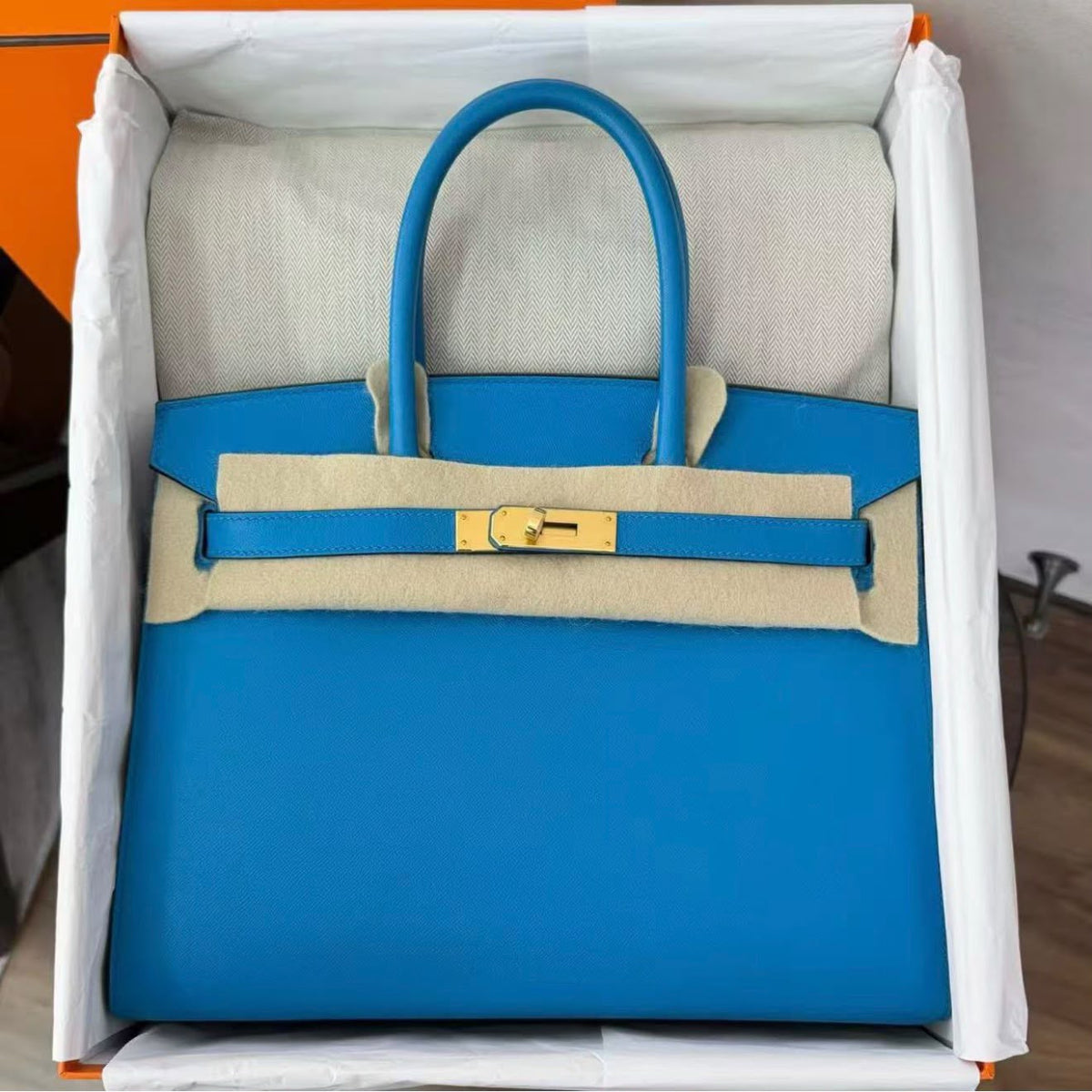 Hermes Birkin 30 Sellier Bleu Frida Madame Gold hardware
