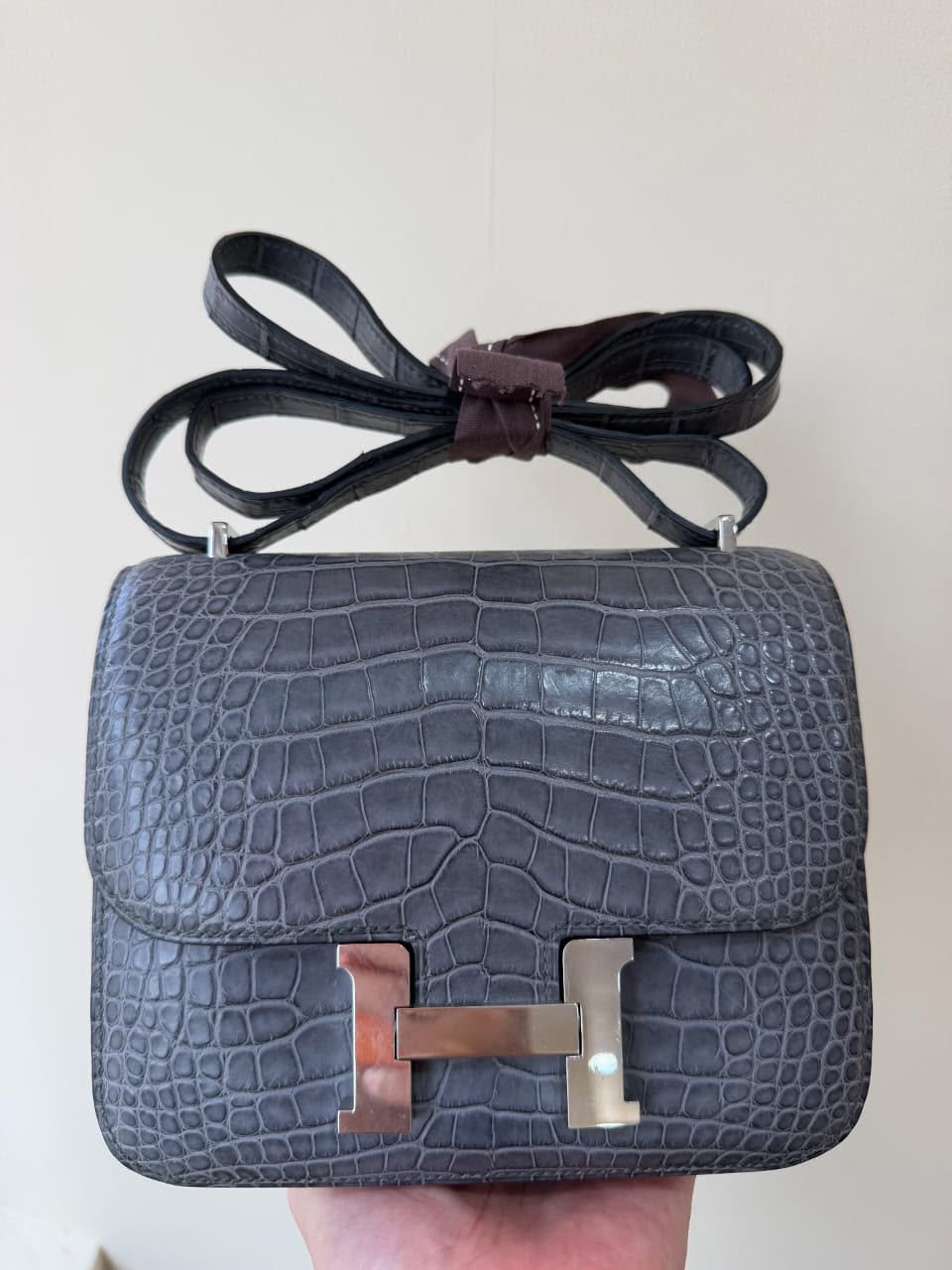 Hermes Constance 18 Graphite Matte Alligator Palladium hardware