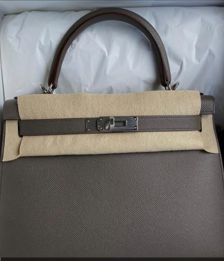 Hermes Kelly 28 Gris Etain Epsom Palladium hardware