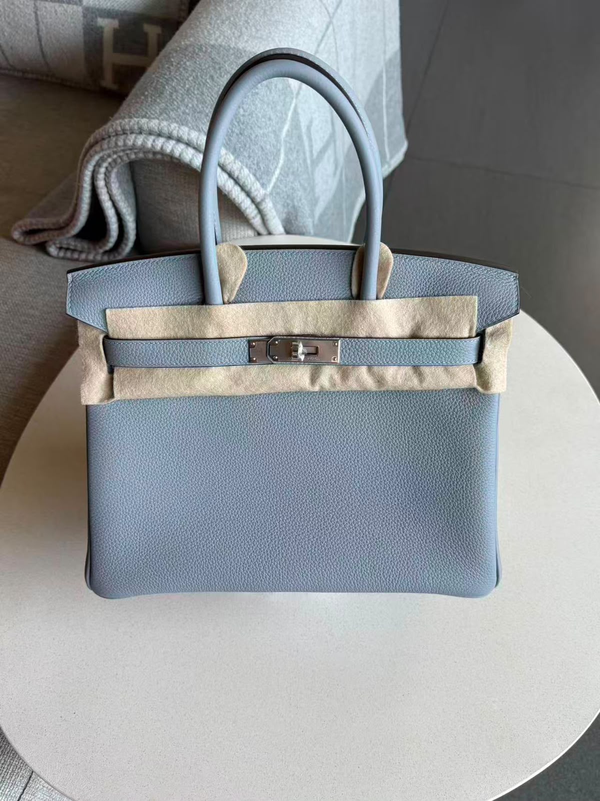 Hermes Birkin 30 Gris Pantin Togo Palladium hardware