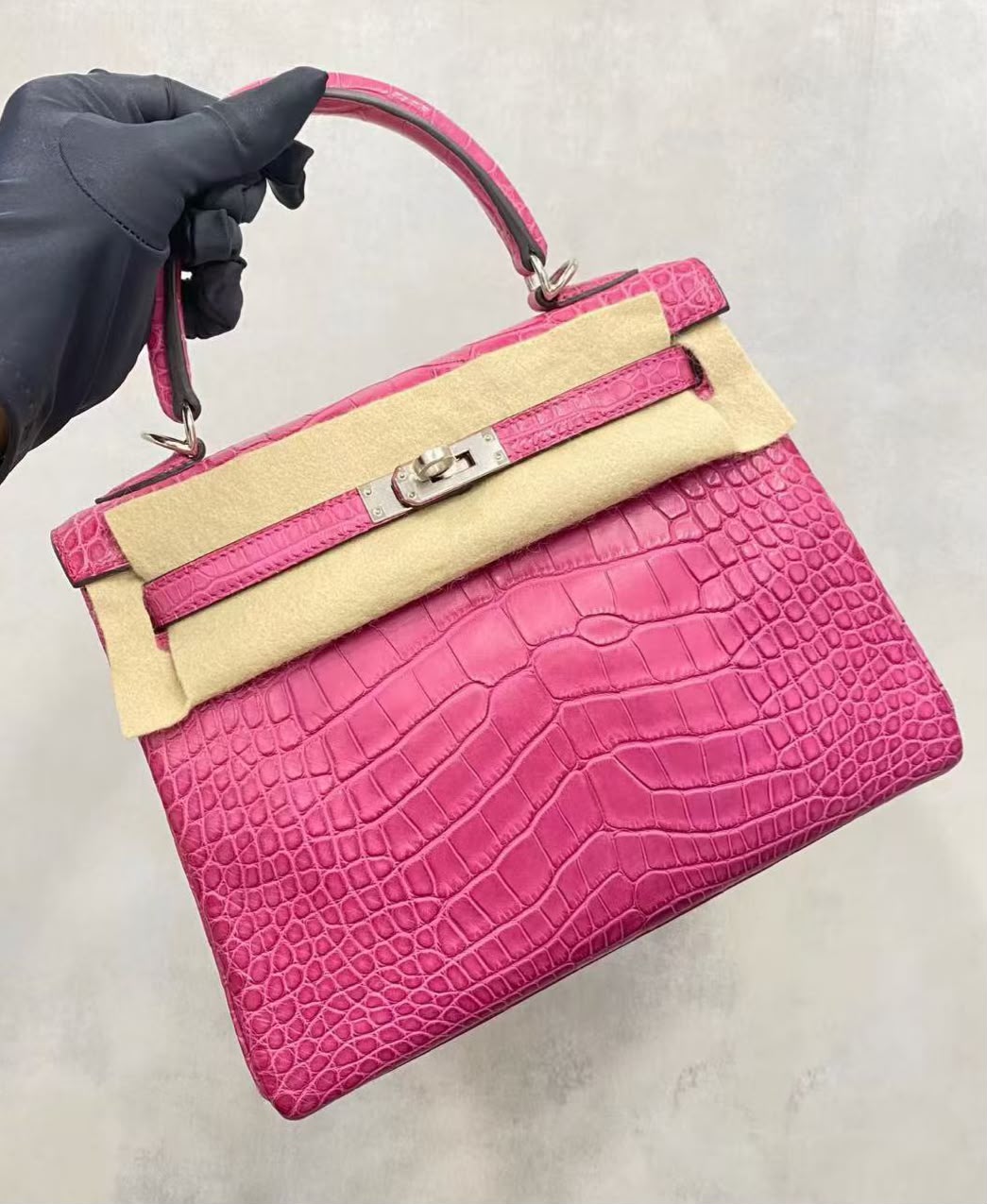 Hermes Kelly 25 rose poupre matte alligator Palladium hardware