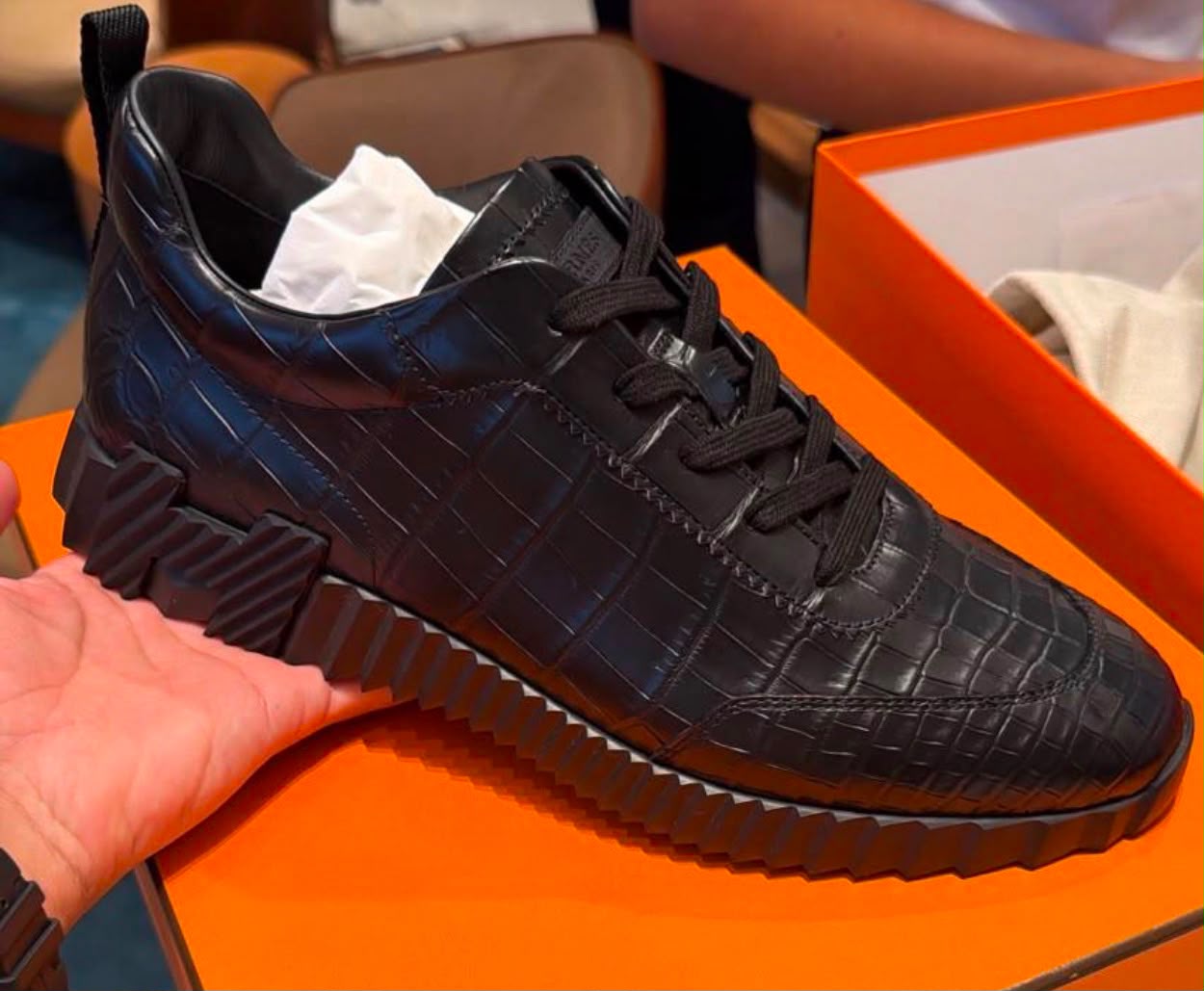 Hermes Bouncing Sneaker Black Matte Crocodile