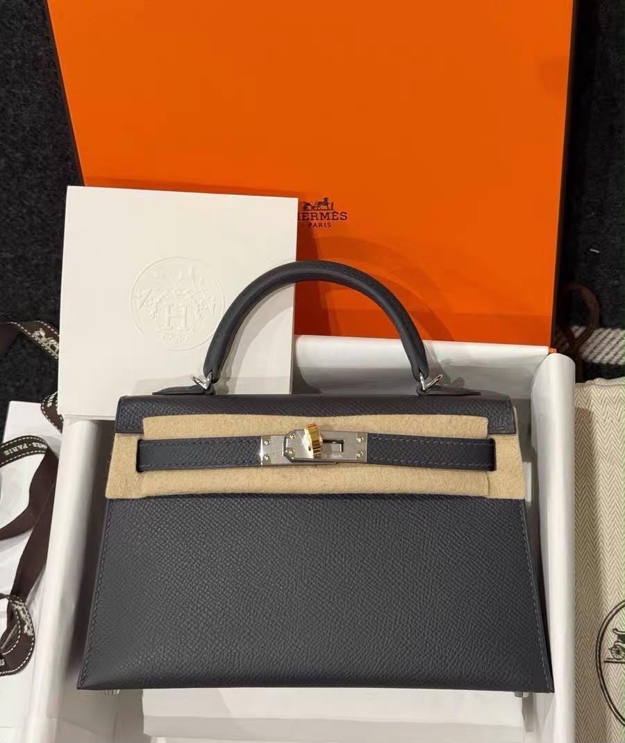 Hermes Mini Kelly 20 Ardoise Epsom Electrum hardware