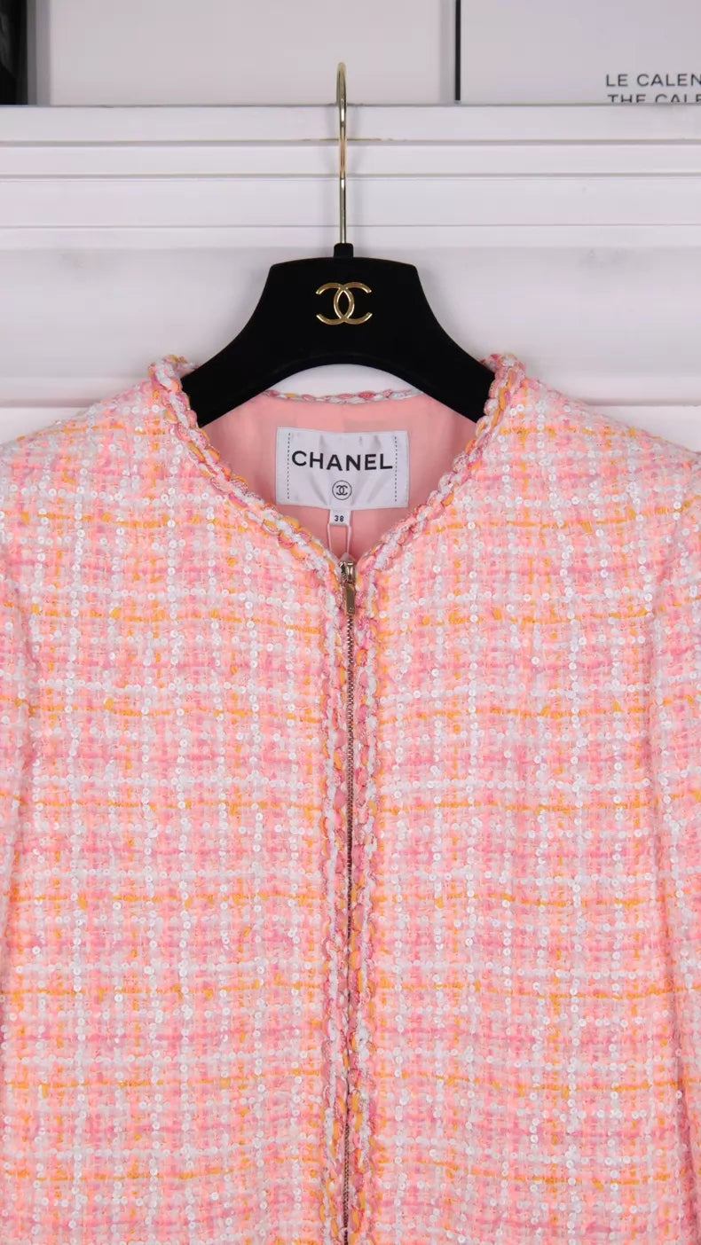 Chanel 19 Pink-Orange tweed Jacket