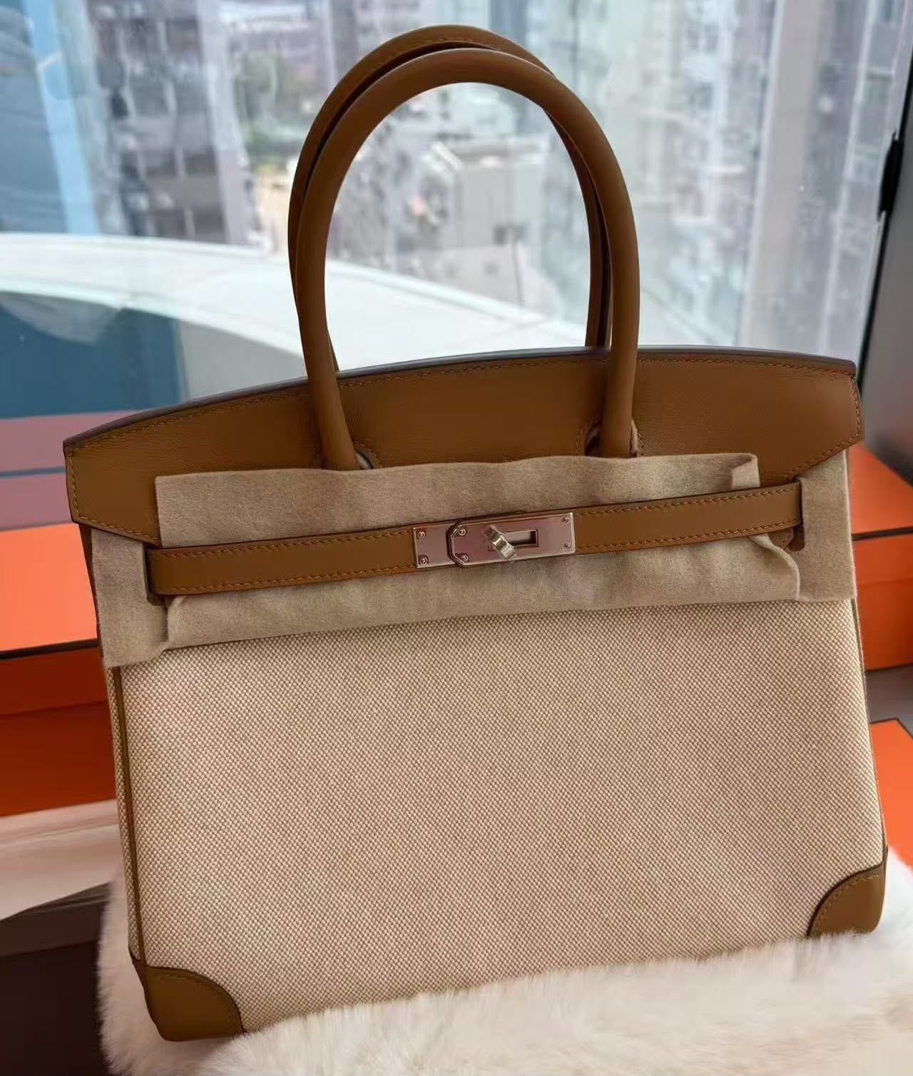Hermes Birkin 30 toile sesame palladium hardware