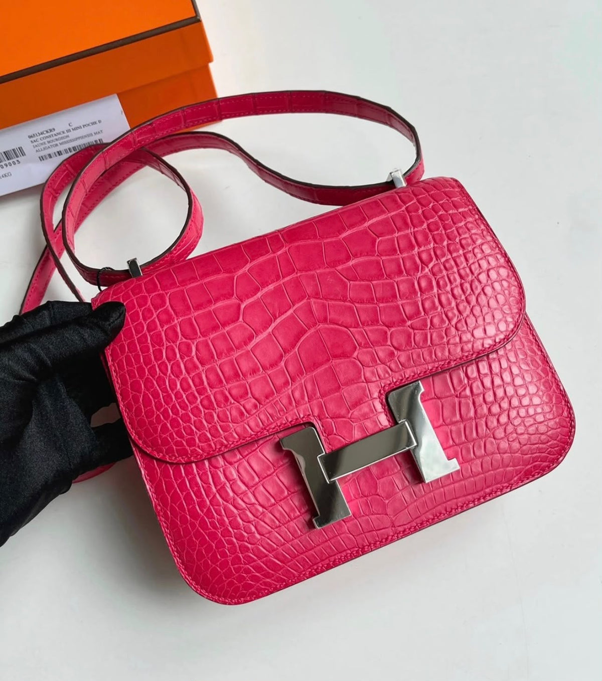 Hermes Constance 18 rose extreme matte alligator Palladium hardware