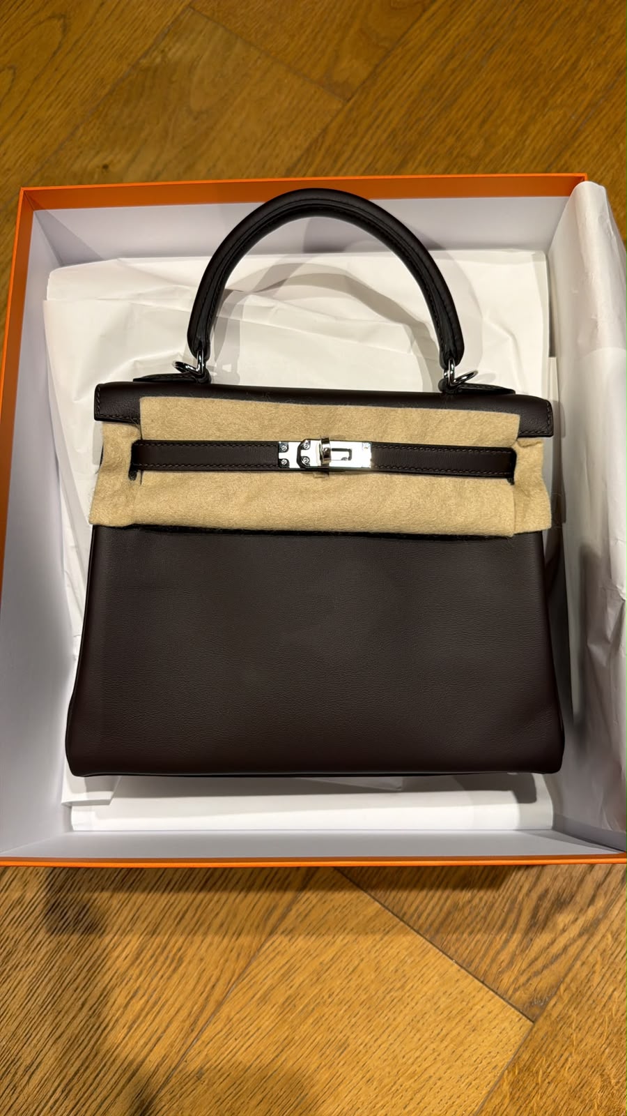 Hermes Kelly 25 Ebene Swift Palladium hardware
