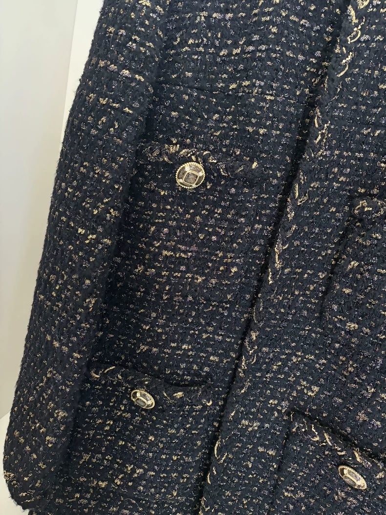 Chanel 19A Black and Gold Tweed Jacket