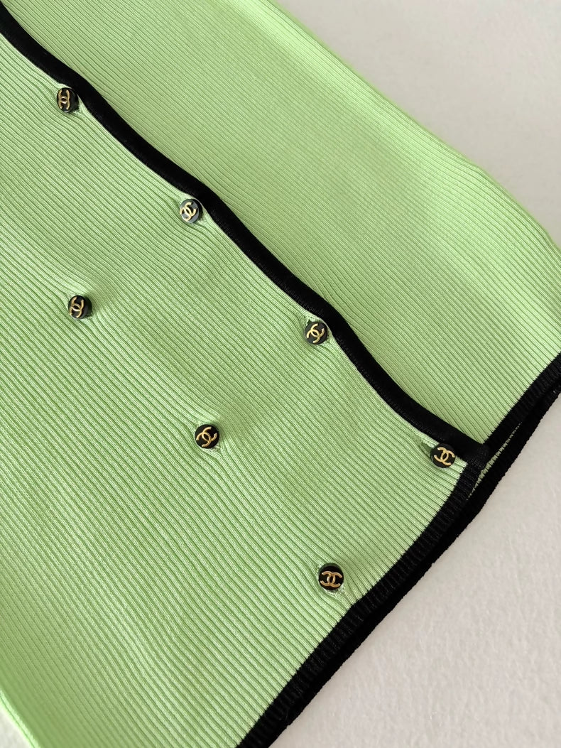 Chanel 95P Green Knit Vest