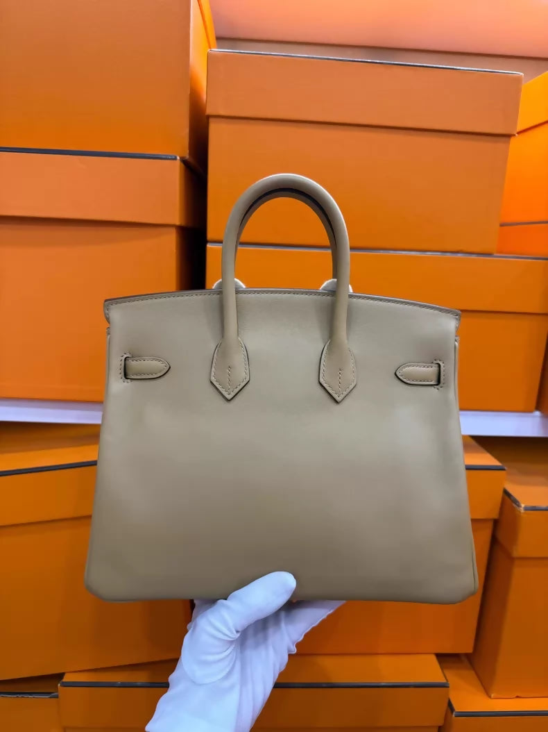 Hermes Birkin 25 In Out Biscuit Swift leather palladium hardware