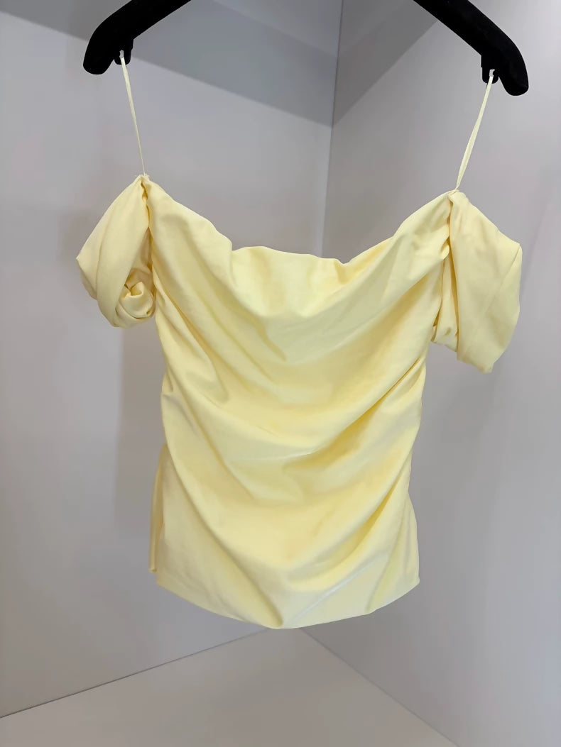 Chanel 23s Yellow Off-Shoulder Top