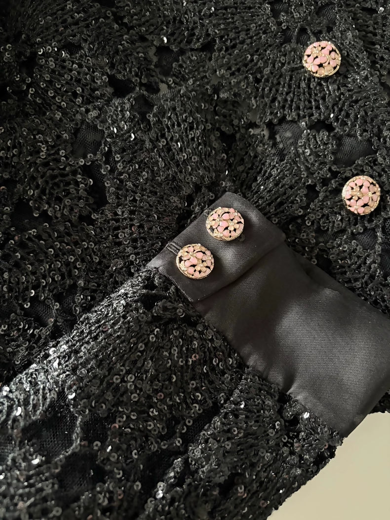 Chanel 24S Black lace Camellia Jacket