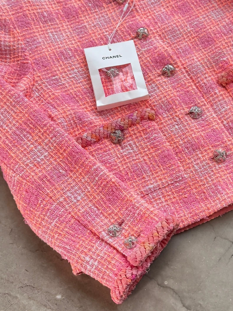 Chanel 24C Orange-Pink Tweed Jacket