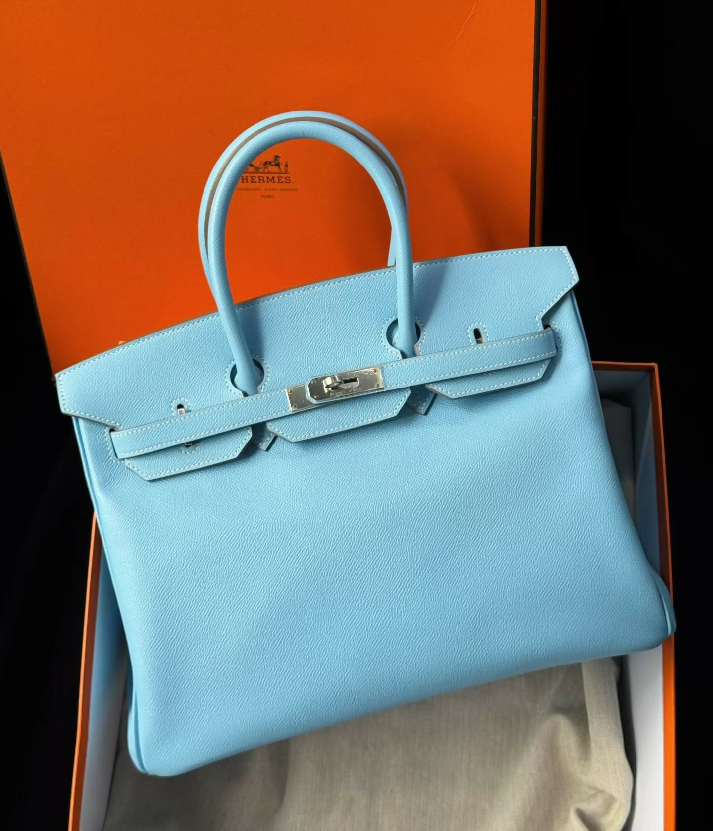 Hermès Birkin 35 Bleu Celeste Epsom with Palladium Hardware