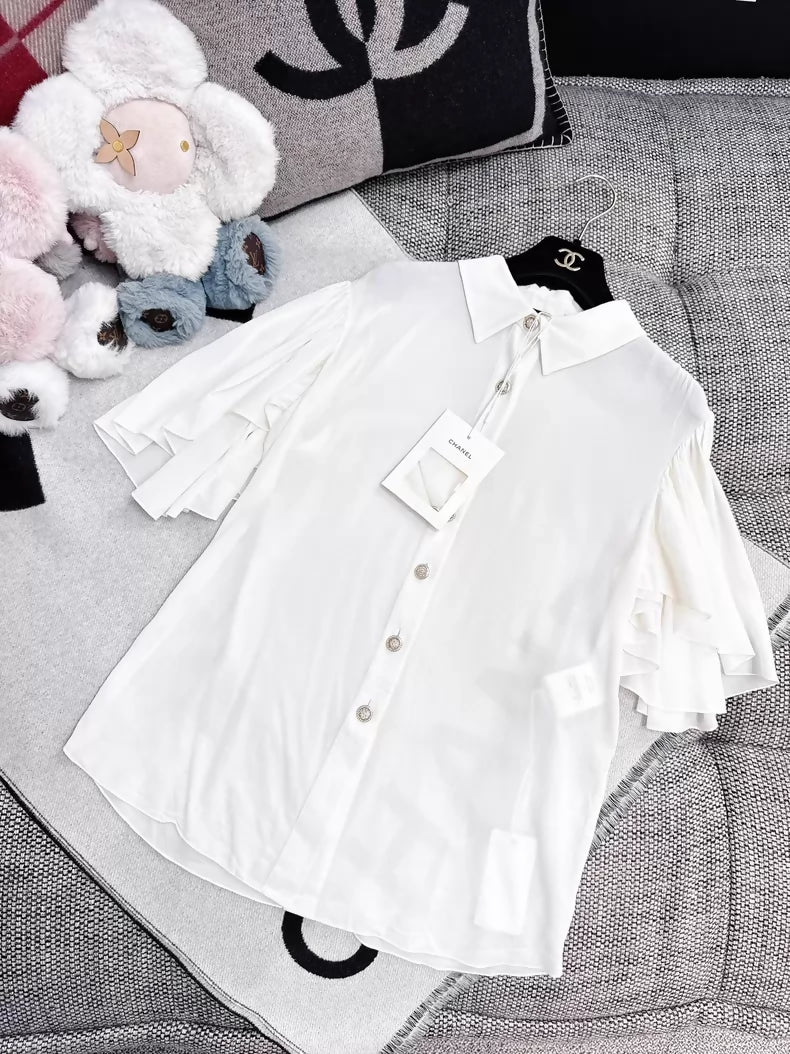Chanel 25S off-white silk shirt
