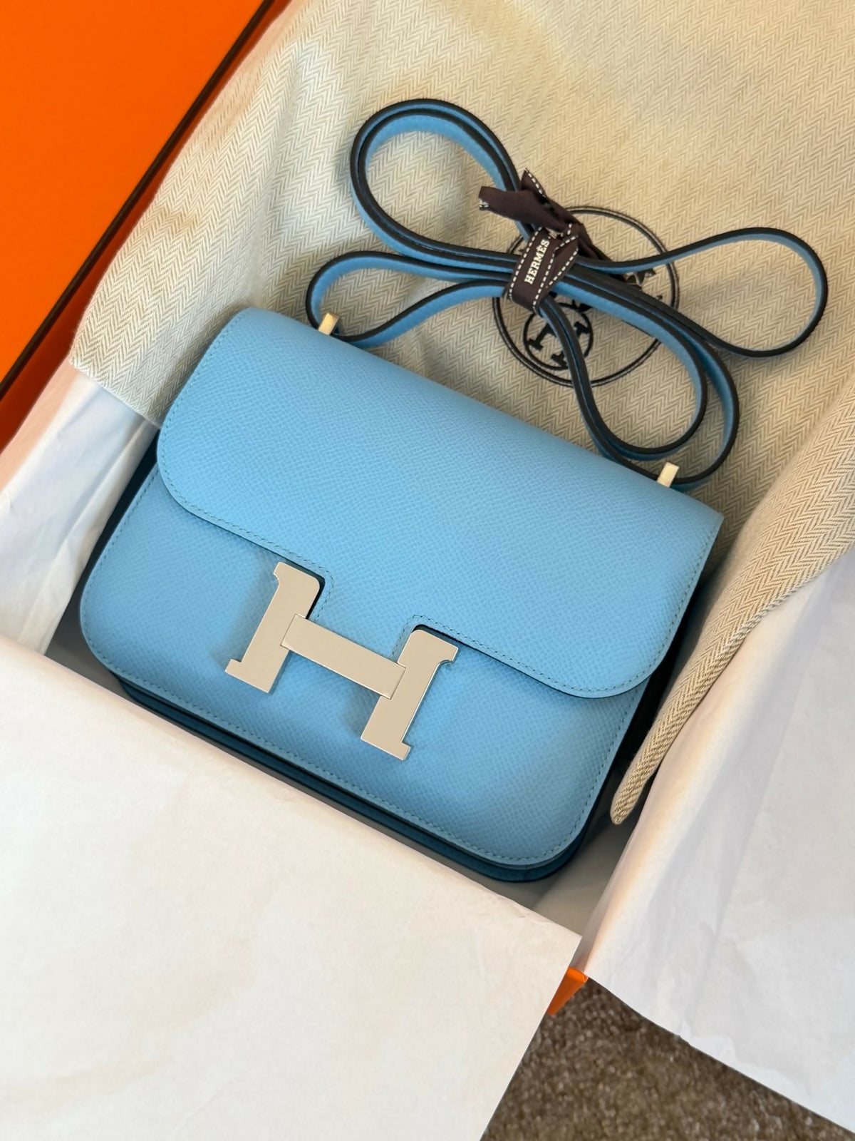 Hermès Constance 19 Céleste / Candy Blue Leather with Palladium Hardware U Stamp