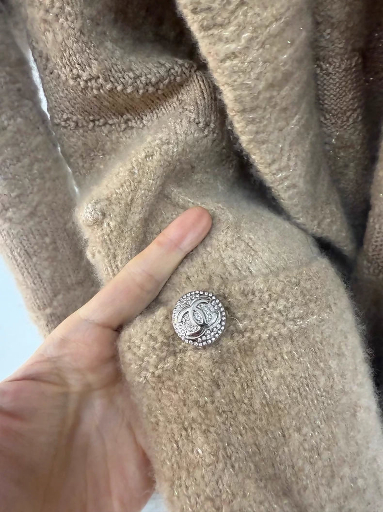 Chanel 23N Ski Coco Neige Bathrobe-Style Knit Cardigan with Tie,