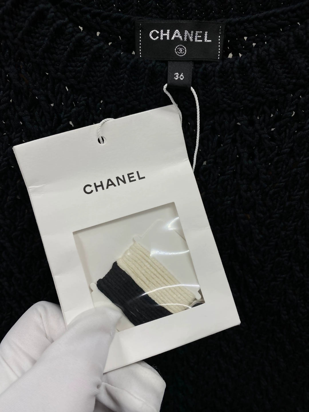 Chanel 22C black and ecru tweed dress