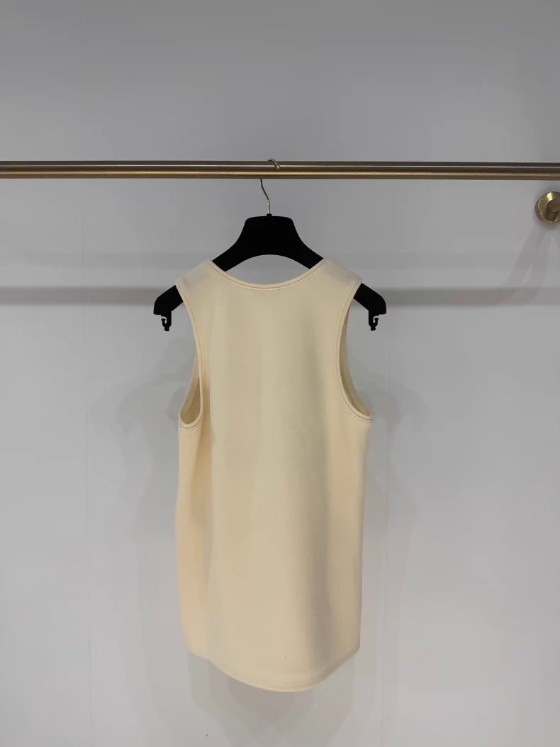 Chanel off-white double C camellia vest top