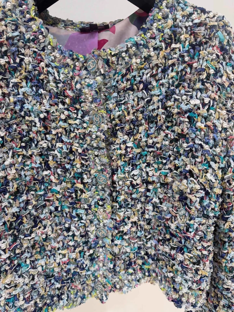 Chanel 21P Pearl and Gemstone Embellished tweed Jacket